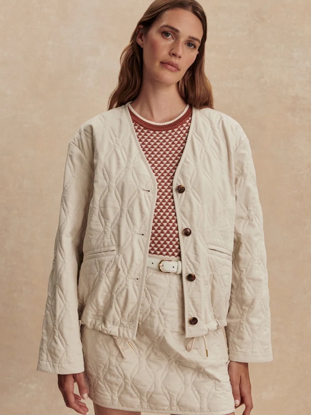 NWT Varley Saba quilted boxy jacket relaxed fit in oak milk size small